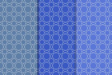 Mavi geometrik süsler. Web, Tekstil ve duvar kağıtları için dikey Dikişsiz desen seti