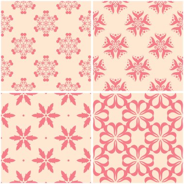Çiçek desenleri. Dizi sorunsuz arka plan bej ve kırmızı. Vektör çizim