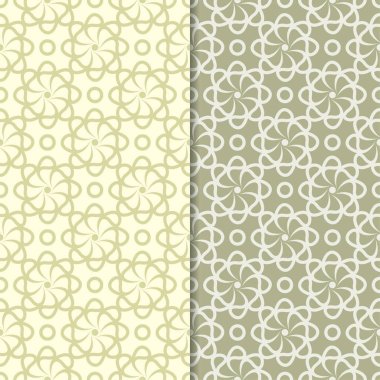 Zeytin yeşili çiçek arka planlar. Tekstil ve duvar kağıtları için dikişsiz desen seti