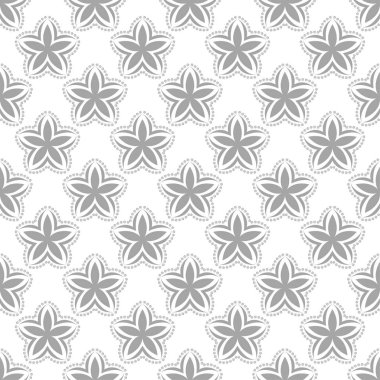 Beyaz arka plan üzerine açık gri çiçek süsleme. Tekstil ve duvar kağıtları için seamless modeli