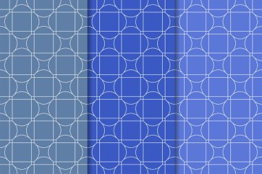 Mavi geometrik süsler. Web, Tekstil ve duvar kağıtları için dikey Dikişsiz desen seti