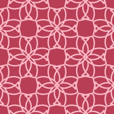 Kırmızı ve soluk pembe geometrik süsleme. Web, Tekstil ve duvar kağıtları için seamless modeli