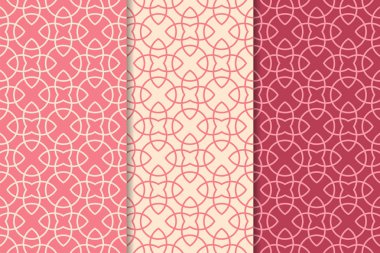 Kiraz kırmızısı geometrik süsler. Web, Tekstil ve duvar kağıtları için dikey Dikişsiz desen seti