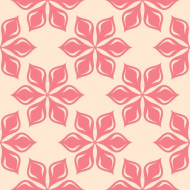 Bej renkli arka plan üzerinde kırmızı çiçekler. Tekstil ve duvar kağıtları için süs seamless modeli