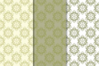 Zeytin yeşili çiçek sorunsuz süsler. Tekstil ve duvar kağıtları için dikey desenleri