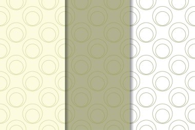 Zeytin yeşili ve beyaz geometrik süsler. Web, Tekstil ve duvar kağıtları için dikey Dikişsiz desen seti