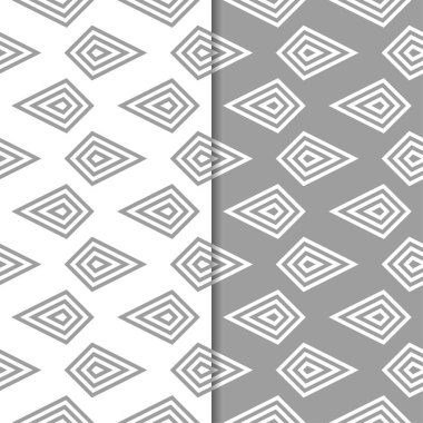 Gri ve beyaz geometrik parmak izi. Web, Tekstil ve duvar kağıtları için dikişsiz desen seti