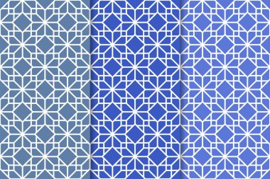 Web, Tekstil ve duvar kağıtları için dikey Dikişsiz desen mavi geometrik dizi