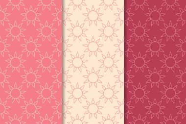 Kiraz kırmızısı geometrik süsler. Web, Tekstil ve duvar kağıtları için dikey Dikişsiz desen seti