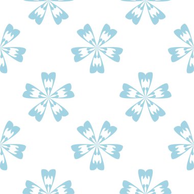 Beyaz zemin üzerine mavi çiçek süsleme. Tekstil ve duvar kağıtları için seamless modeli