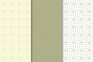 Zeytin yeşili ve web, Tekstil ve duvar kağıtları için geometrik Dikişsiz desen beyaz set