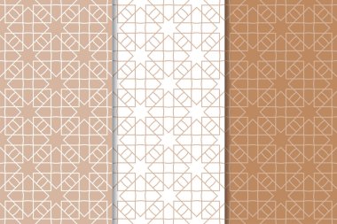 Web, Tekstil ve duvar kağıtları için dikişsiz desen kahverengi ve beyaz geometrik dizi