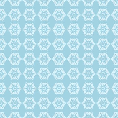 Mavi zemin üzerine beyaz çiçek desenli. Tekstil ve duvar kağıtları için sorunsuz süsleme