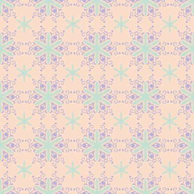 Çok renkli çiçek seamless modeli. Bej renkli arka plan duvar kağıtları, Tekstil ve kumaş için mor ve mavi çiçek öğeleri ile