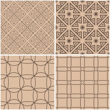 Geometrik desenler. Sorunsuz arka plan bej ve kahverengi kümesi. Vektör çizim