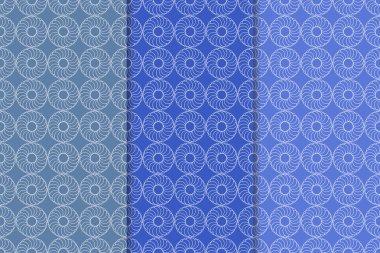 Mavi geometrik süsler. Web, Tekstil ve duvar kağıtları için dikey Dikişsiz desen seti