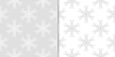 Işık gri çiçek arka planlar. Tekstil ve duvar kağıtları için dikişsiz desen seti