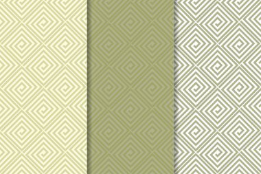 Zeytin yeşili ve beyaz geometrik süsler. Web, Tekstil ve duvar kağıtları için dikey Dikişsiz desen seti