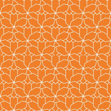 Geometrik süsleme. Turuncu ve beyaz seamless modeli web, Tekstil ve duvar kağıtları için