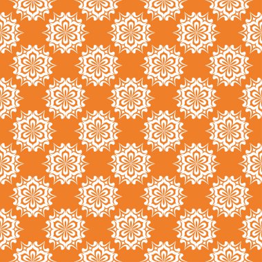 Beyaz çiçek süsleme portakal. Tekstil ve duvar kağıtları için seamless modeli