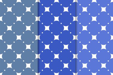 Mavi geometrik süsler. Web, Tekstil ve duvar kağıtları için dikey Dikişsiz desen seti