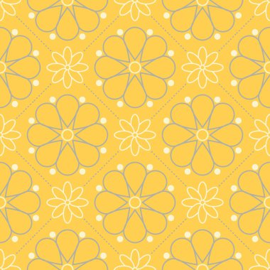 Sorunsuz çiçek desenli. Parlak sarı arka plan duvar kağıtları, Tekstil ve kumaş için çiçek tasarımları ile