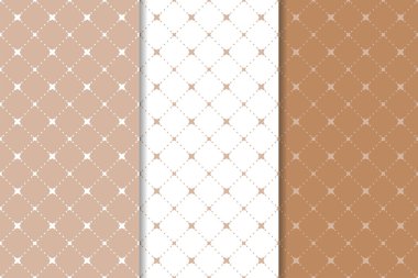 Geometrik süsler kümesi. Kahverengi ve beyaz Dikişsiz desen web, Tekstil ve duvar kağıtları için