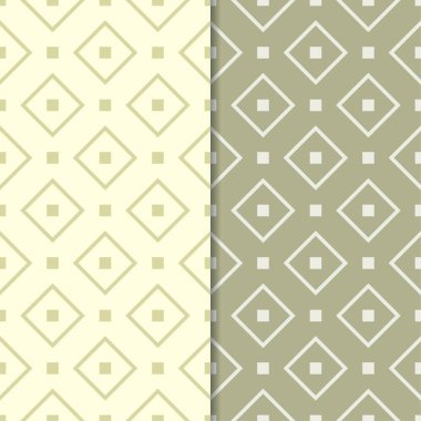 Zeytin yeşili geometrik süsler. Web, Tekstil ve duvar kağıtları için dikişsiz desen seti