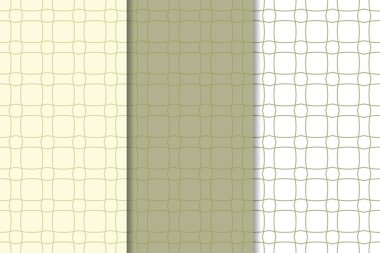 Geometrik süsler kümesi. Zeytin yeşili ve beyaz Dikişsiz desen web, Tekstil ve duvar kağıtları için
