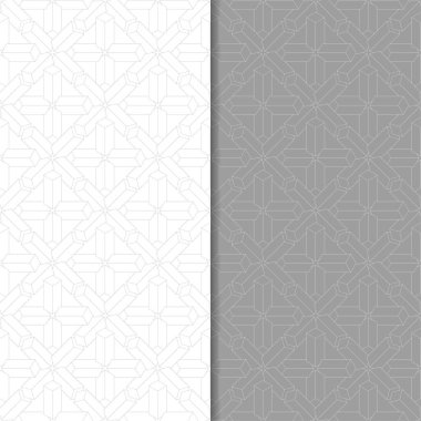 Geometrik süsler kümesi. Gri ve beyaz Dikişsiz desen web, Tekstil ve duvar kağıtları için