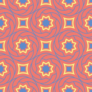 Geometrik renkli kesintisiz arka plan. Parlak turuncu arka plan duvar kağıtları, Tekstil ve kumaş için öğelerinde