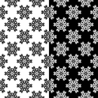 Siyah ve beyaz çiçek arka planlar. Tekstil ve duvar kağıtları için dikişsiz desen seti