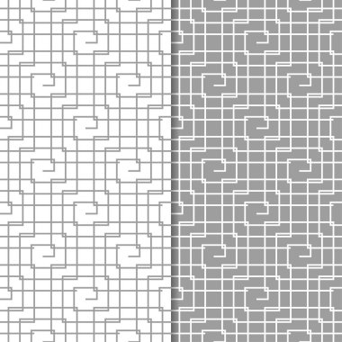 Gri ve beyaz geometrik süsler. Web, Tekstil ve duvar kağıtları için dikişsiz desen seti