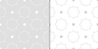 Işık gri geometrik süsler. Web, Tekstil ve duvar kağıtları için dikişsiz desen seti