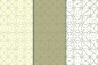 Zeytin yeşili ve beyaz geometrik süsler. Web, Tekstil ve duvar kağıtları için dikey Dikişsiz desen seti