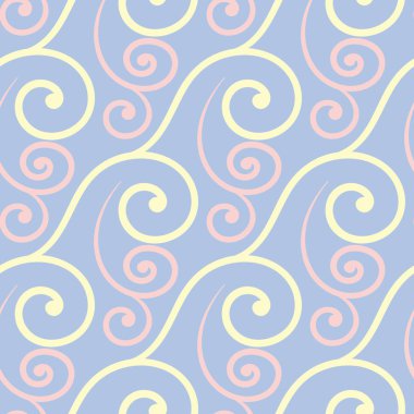 Mavi geometrik seamless modeli. Arka plan bej ve pembe öğeler duvar kağıtları, Tekstil ve kumaş için