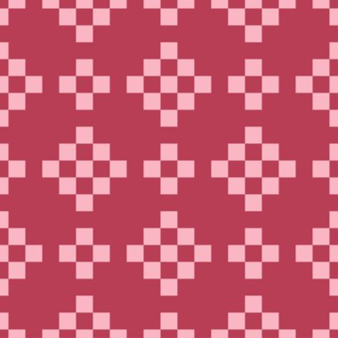 Kırmızı ve soluk pembe geometrik süsleme. Web, Tekstil ve duvar kağıtları için seamless modeli