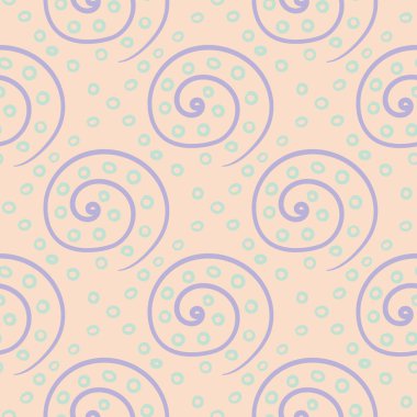 Geometrik seamless modeli. Bej renkli arka plan duvar kağıtları, Tekstil ve kumaş için mor ve mavi öğeleri ile