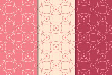 Kiraz kırmızısı geometrik süsler. Web, Tekstil ve duvar kağıtları için dikey Dikişsiz desen seti