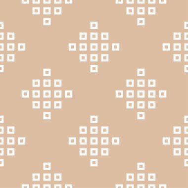 Bej ve beyaz geometrik süsleme. Web, Tekstil ve duvar kağıtları için seamless modeli