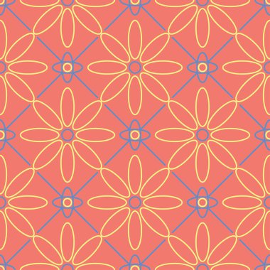 Çiçek kırmızı seamless modeli. Arka plan duvar kağıtları, Tekstil ve kumaş için sarı ve mavi çiçek öğeleri ile parlak renkli