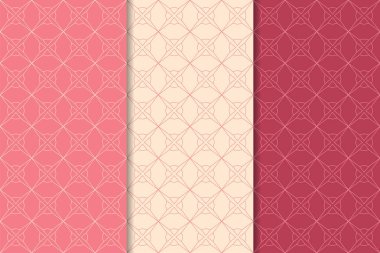 Kiraz kırmızısı geometrik süsler. Web, Tekstil ve duvar kağıtları için dikey Dikişsiz desen seti