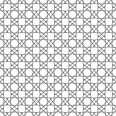 Beyaz arka planda siyah geometrik süsleme. Web, Tekstil ve duvar kağıtları için seamless modeli