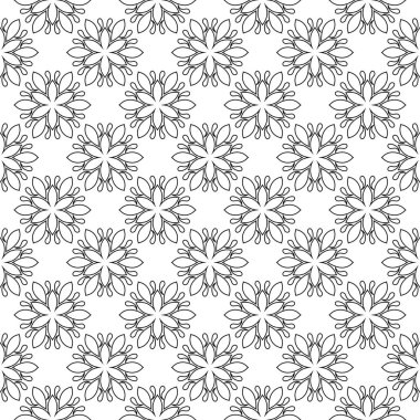 Beyaz arka planda siyah çiçek süsleme. Tekstil ve duvar kağıtları için seamless modeli