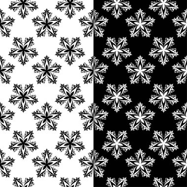 Siyah ve beyaz çiçek arka planlar. Tek renkli Dikişsiz desen Tekstil ve duvar kağıtları için set