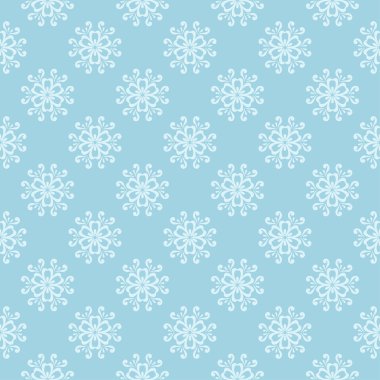 Mavi zemin üzerine beyaz çiçek desenli. Tekstil ve duvar kağıtları için sorunsuz süsleme