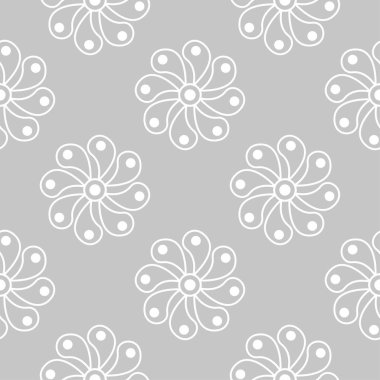 Gri ve beyaz çiçek süsleme. Tekstil ve duvar kağıtları için seamless modeli