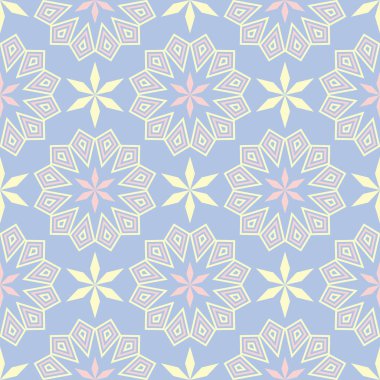 Geometrik seamless modeli. Soluk mavi arka plan bej ve pembe öğeler duvar kağıtları, Tekstil ve kumaş için