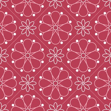 Kırmızı çiçek seamless modeli. Soluk kırmızı ve bej renkli arka plan duvar kağıtları, Tekstil ve kumaş için