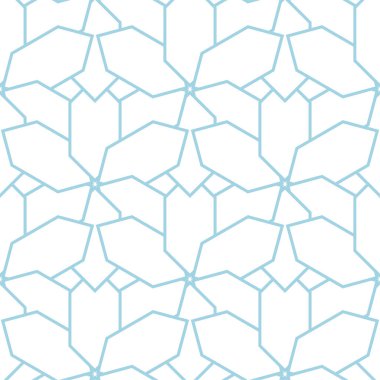 Geometrik süsleme. Beyaz ve mavi seamless modeli web, Tekstil ve duvar kağıtları için